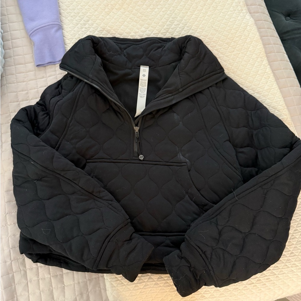 Lululemon Athletica Black Quilted Half-Zip Pullover